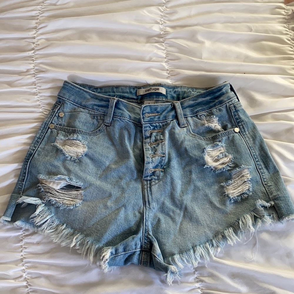 High waisted distressed jean shorts!